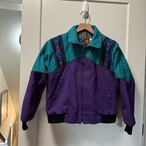 Vintage Kid David James Aztec Blanket Line Color Block Southwestern Youth Coat L